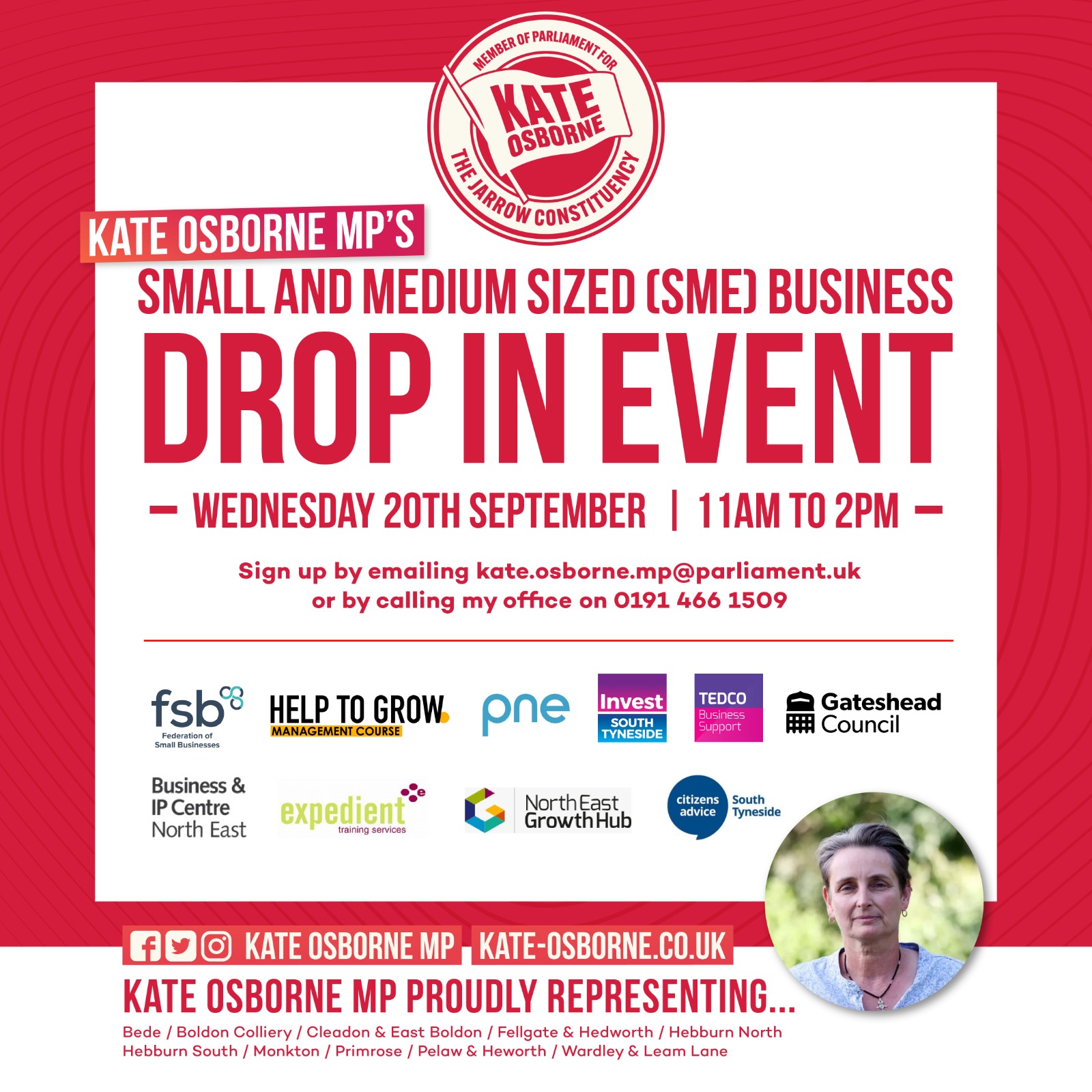 Small and Medium Sized Business Event Drop-in Hosted by Kate Osborne MP