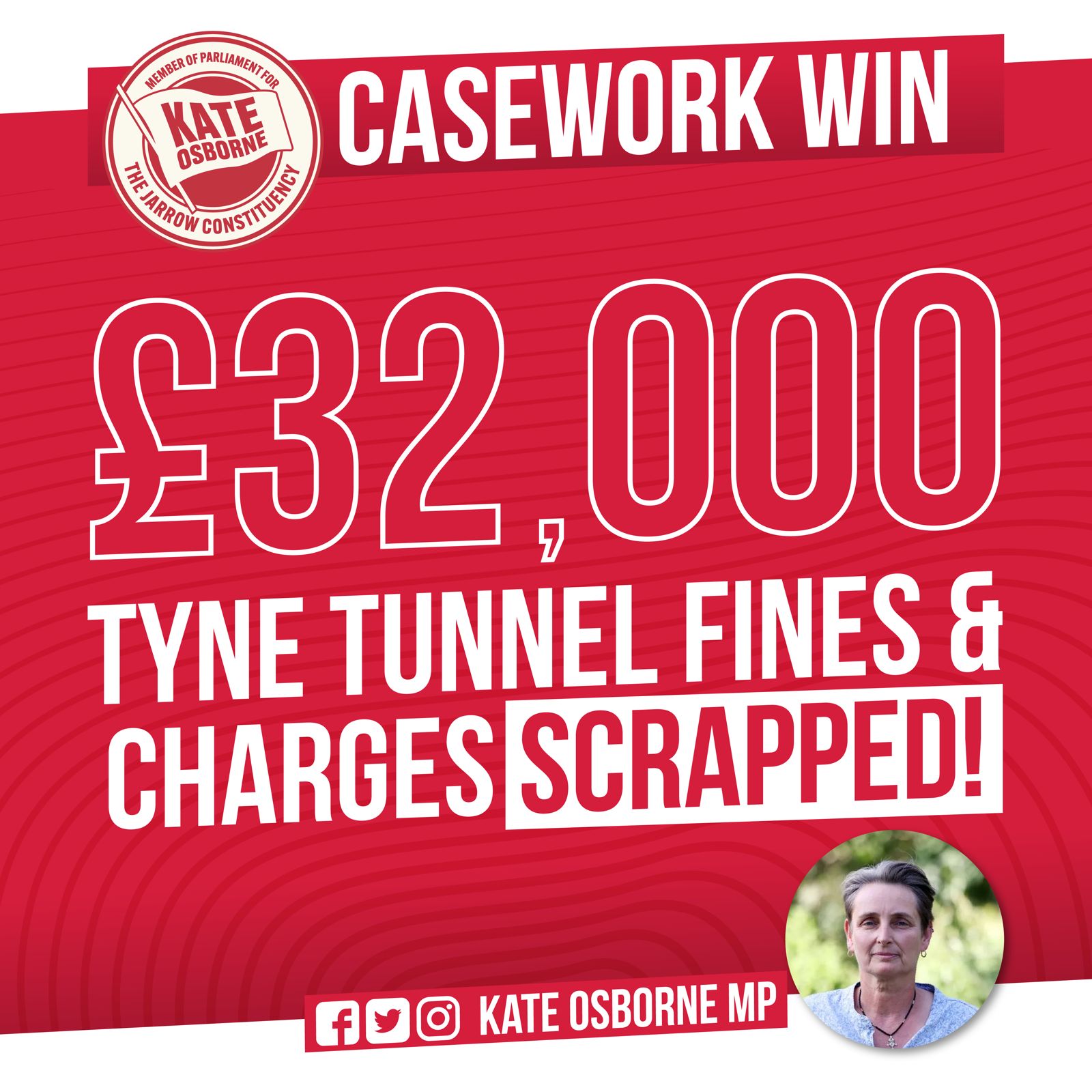 Huge win for constituents as Jarrow MP gets multiple Tyne Tunnel charges scrapped - including £32,000 for just one person.